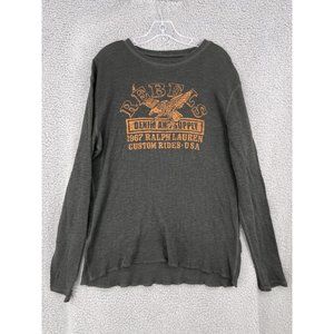 Ralph Lauren Denim & Supply Size Large Waffle Knit Motorcycle "Rebels" L/S Shirt